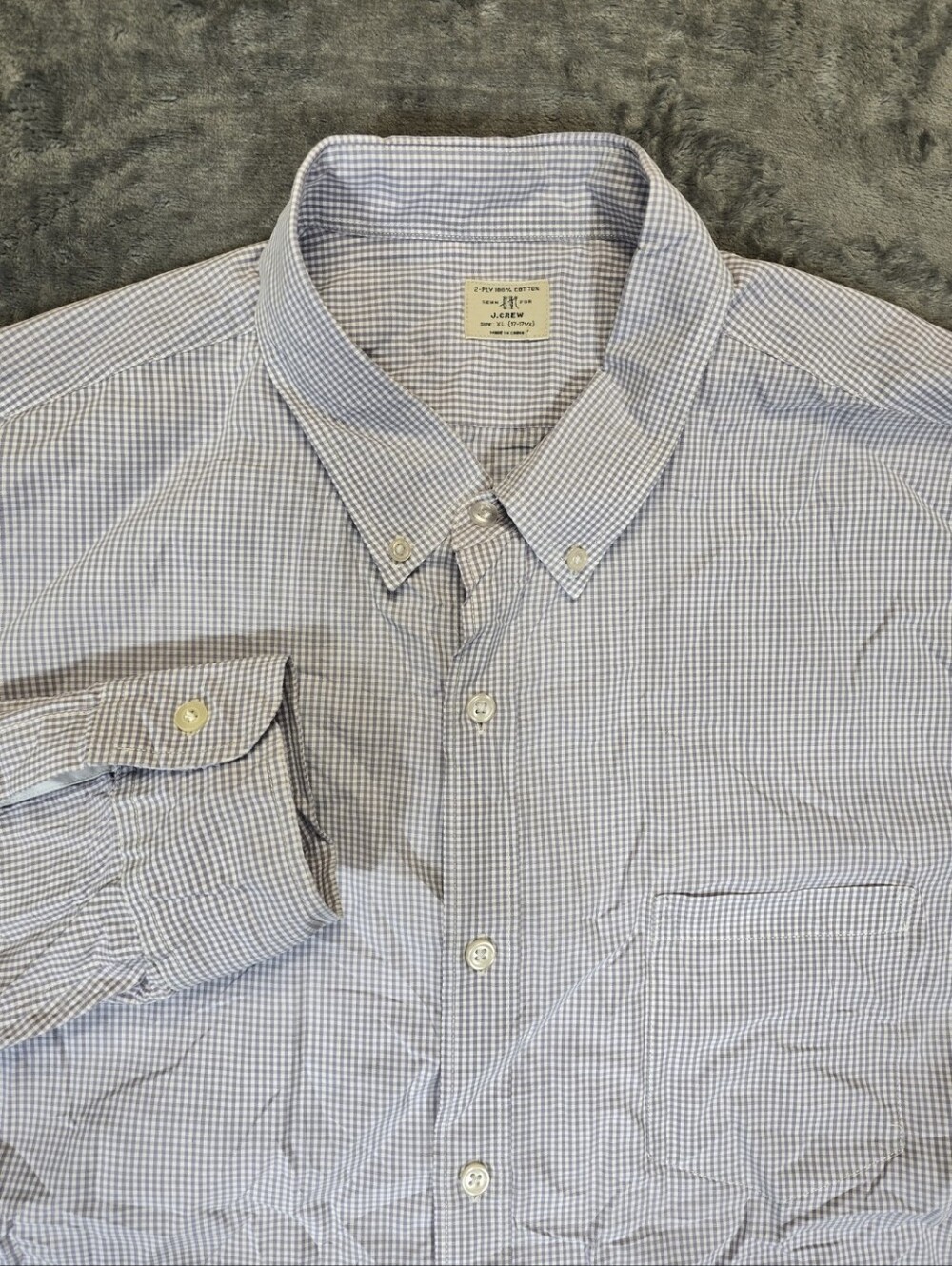 J. Crew 2 Ply Cotton Gingham Micro Check Button Down Size 17 XL